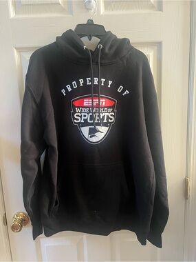 ESPN Men’s Black Hooded Sweatshirt with 'Property of Wide World of Sports' Logo